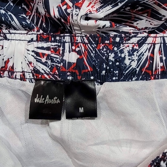 NWOT Jake Austin Fireworks Swim Trunks Red White Blue Men’s Sz S - Picture 7 of 7
